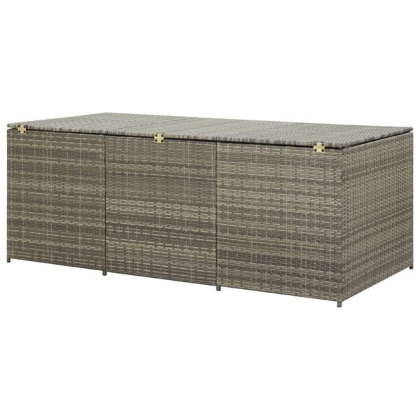 Outdoor Storage Box with Gas Lift, 71 Inch Rectangular, Gray Rattan