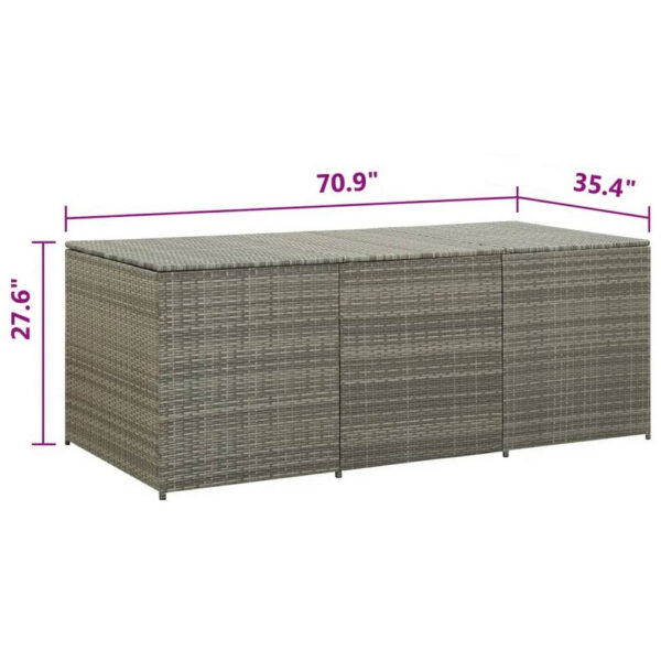 Outdoor Storage Box with Gas Lift, 71 Inch Rectangular, Gray Rattan