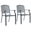 Stackable Outdoor Dining Chair Set of 2, Mesh Black Steel, 17 Inch