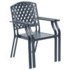Stackable Outdoor Dining Chair Set of 2, Mesh Black Steel, 17 Inch