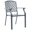 Stackable Outdoor Dining Chair Set of 2, Mesh Black Steel, 17 Inch