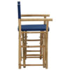 Foldable Directors Chair Set of 2, Accent Bamboo Frame, Blue Polyester
