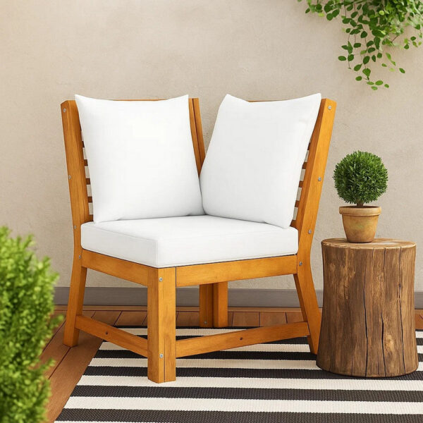 Outdoor Modular Sectional Corner Sofa Wedge Seat, Slatted Acacia Wood