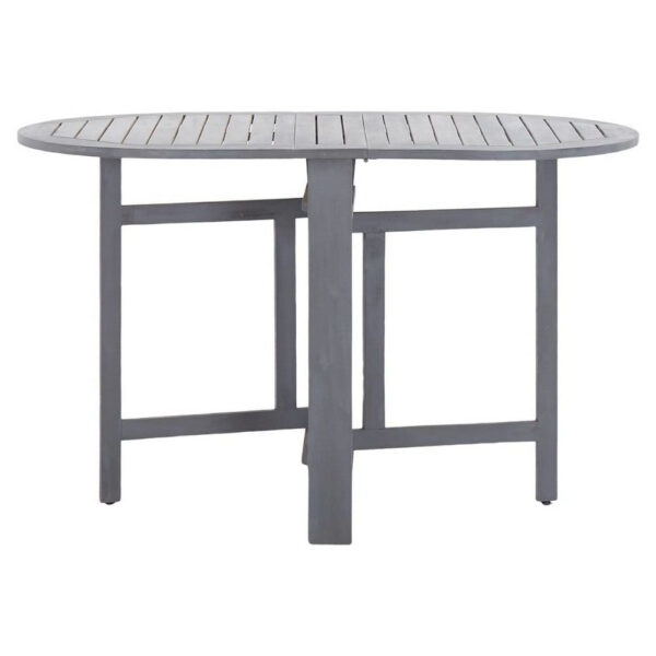 Oval Outdoor Dining Table, Foldable Design, 48 Inch, Gray Acacia Wood