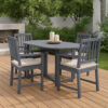 Oval Outdoor Dining Table, Foldable Design, 48 Inch, Gray Acacia Wood