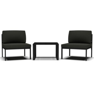 150220266992020c5032f.jpeg 3pc Modular Outdoor Sofa Chair and Table Set, Gray Aluminum, Polyester