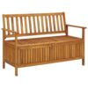Outdoor Storage Bench, Slatted, 47 Inch Natural Brown Acacia Wood