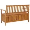 Outdoor Storage Bench, Slatted, 47 Inch Natural Brown Acacia Wood