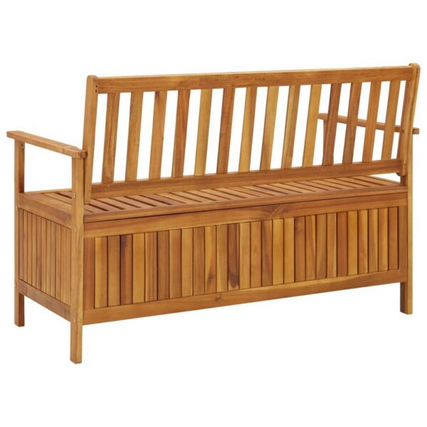 Outdoor Storage Bench, Slatted, 47 Inch Natural Brown Acacia Wood