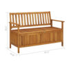 Outdoor Storage Bench, Slatted, 47 Inch Natural Brown Acacia Wood