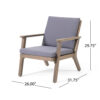 Elin Outdoor Club Chair Set of 2, Acacia Wood Frame, Gray Cushions