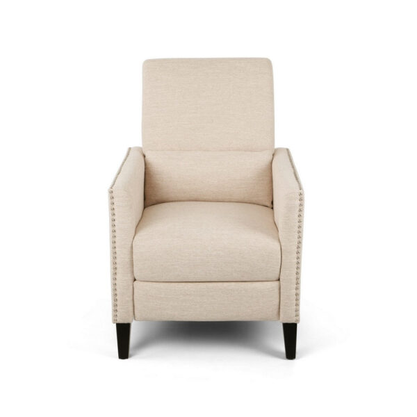 15022026699202bd70303.jpeg Push Back Manual Recliner Chair, Nailhead Trim Accent, Beige Fabric