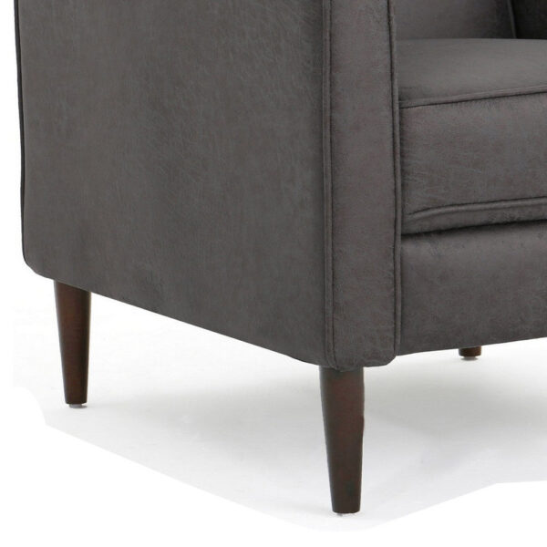 Dupe Manual Recliner Chair, Button Tufted Dark Gray Plush Fabric