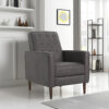 Dupe Manual Recliner Chair, Button Tufted Dark Gray Plush Fabric