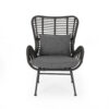 Slay Outdoor Accent Chair Set of 2, 25 Inch, Gray Woven Rattan, Iron Legs