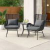 Slay Outdoor Accent Chair Set of 2, 25 Inch, Gray Woven Rattan, Iron Legs