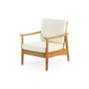 Accent Club Chair, Ivory Fabric Cushions, Brown Acacia Wood Frame