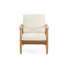 Accent Club Chair, Ivory Fabric Cushions, Brown Acacia Wood Frame