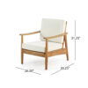 Accent Club Chair, Ivory Fabric Cushions, Brown Acacia Wood Frame