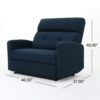 Power Recliner Chair, Oversize Wide Seat, Tufted Navy Blue Fabric