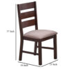 Yuzi Dining Chair Set of 2, Ladder Back, Cherry Brown Solid Wood