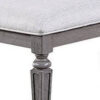 Winie Dining Bench with Turned Legs, 64 Inch Gray Wood and Fabric