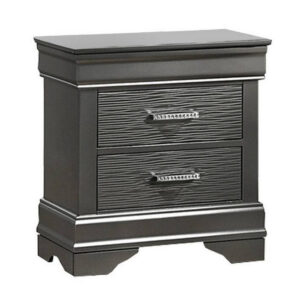 15022026699203938514f.jpeg Jean Nightstand, 2 Drawers, Curved Frame, 24 Inch Dark Gray Solid Wood
