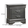 Jean Nightstand, 2 Drawers, Curved Frame, 24 Inch Dark Gray Solid Wood