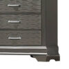 Jean Tall Dresser Chest, 5 Drawers, Chrome, Dark Gray Solid Wood