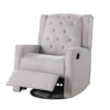 Manie Swivel Glider Manual Recliner, Solid Wood, Light Gray Burlap