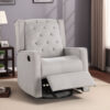 Manie Swivel Glider Manual Recliner, Solid Wood, Light Gray Burlap