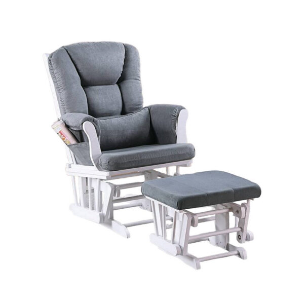 15022026699203e1e68aa.jpeg Noni Glider Manual Recliner Chair w Square Ottoman, White Wood, Gray
