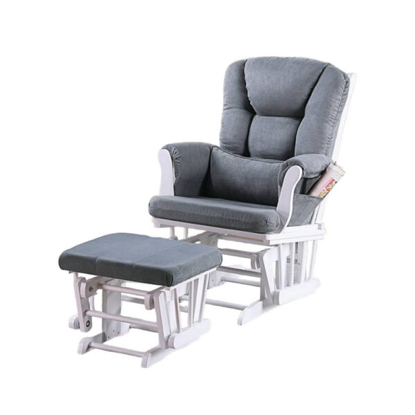 15022026699203e4963b8.jpeg Noni Glider Manual Recliner Chair w Square Ottoman, White Wood, Gray