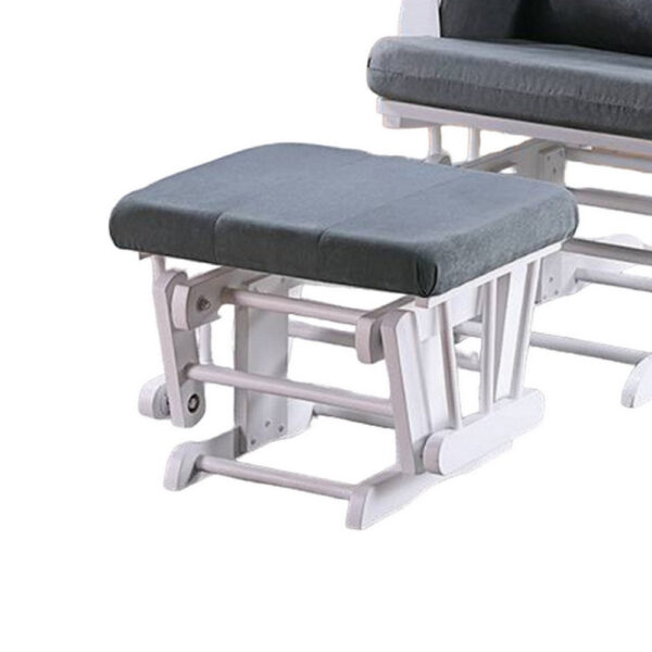15022026699203eb2c9ee.jpeg Noni Glider Manual Recliner Chair w Square Ottoman, White Wood, Gray