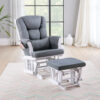 15022026699203f14376b.jpeg Noni Glider Manual Recliner Chair w Square Ottoman, White Wood, Gray