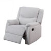 Ammy Manual Recliner Chair, Pillow Arms, Solid Wood, White Faux Burlap