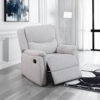 Ammy Manual Recliner Chair, Pillow Arms, Solid Wood, White Faux Burlap