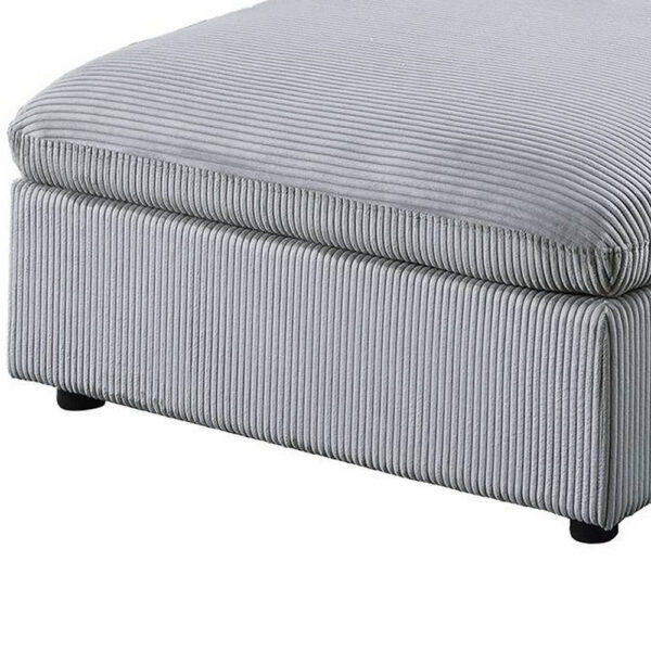 Joana Cocktail Ottoman, Light Gray Corduroy, Modular Square 39 Inch