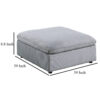 Joana Cocktail Ottoman, Light Gray Corduroy, Modular Square 39 Inch