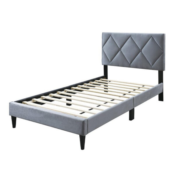 1502202669920485c8d4f.jpeg Lilian Full Size Bed, Tufted Gray Velvet Upholstery, Diamond Stitch