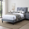 150220266992049162c6e.jpeg Lilian Full Size Bed, Tufted Gray Velvet Upholstery, Diamond Stitch