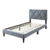 150220266992049bd2400.jpeg Lilian Twin Size Bed, Tufted Gray Velvet Upholstery, Diamond Stitch