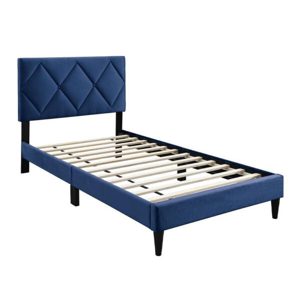 15022026699204aabe6fa.jpeg Lilian Full Bed, Tufted Navy Blue Velvet Upholstery, Diamond Stitch
