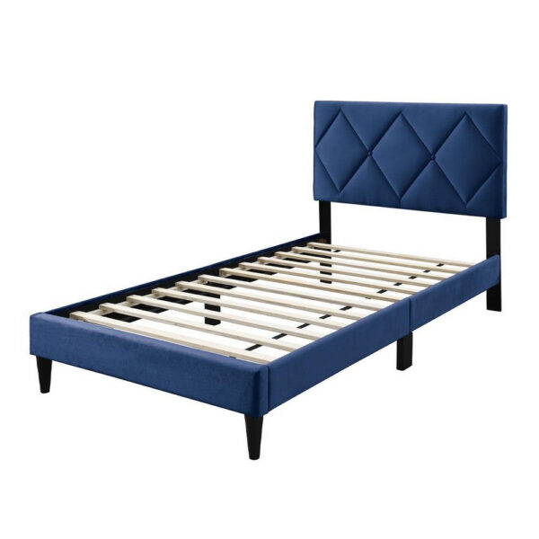 15022026699204c1a889a.jpeg Lilian Twin Bed, Tufted Navy Blue Velvet Upholstery, Diamond Stitch