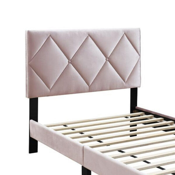 15022026699204ea9f278.jpeg Lilian Twin Bed, Tufted Light Pink Velvet Upholstery, Diamond Stitch