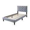 15022026699205146daf9.jpeg Lilian Twin Size Bed, Tufted Gray Velvet Upholstery, Chevron Stitch
