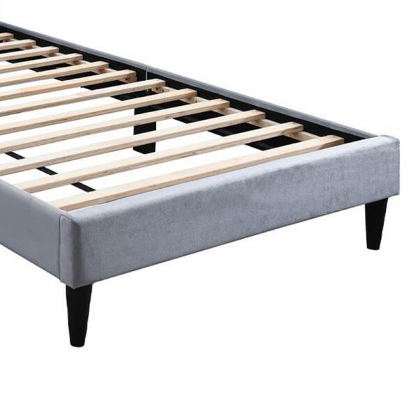 150220266992051a0c35a.jpeg Lilian Twin Size Bed, Tufted Gray Velvet Upholstery, Chevron Stitch