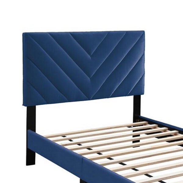 150220266992052dcd569.jpeg Lilian Full Bed, Tufted Navy Blue Velvet Upholstery, Chevron Stitch