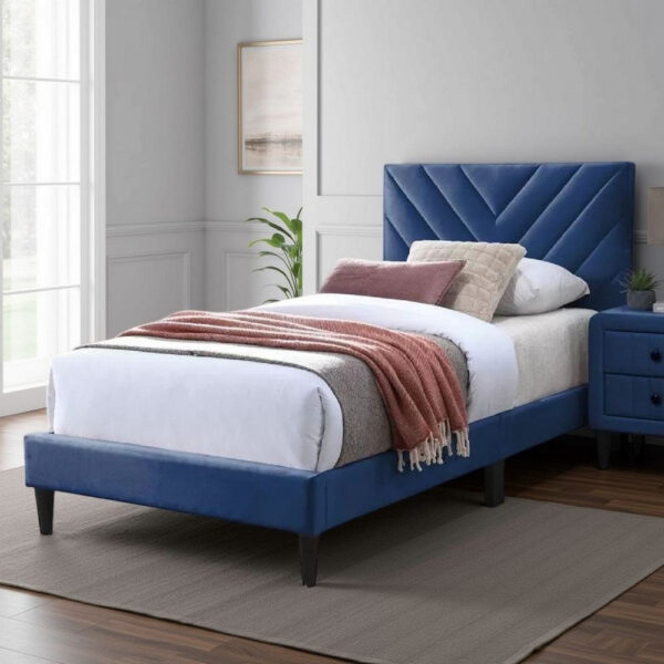 150220266992053626a0a.jpeg Lilian Full Bed, Tufted Navy Blue Velvet Upholstery, Chevron Stitch