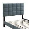 Lilian Full Bed, Tufted Gray Linen Upholstery, Biscuit Tufted Stitch